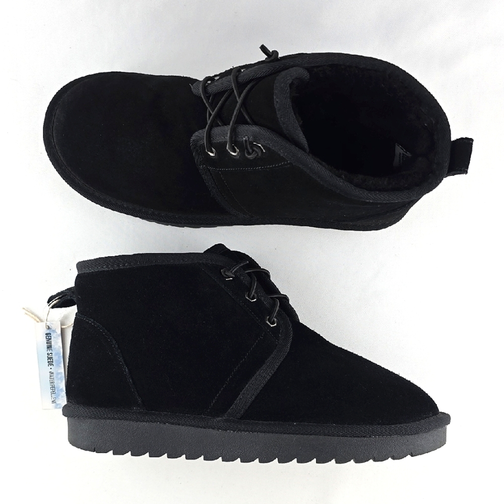 NWT Cushionaire Women's Harper Black Waterproof Suede Lace-Up Boots 9 - Picture 4 of 16